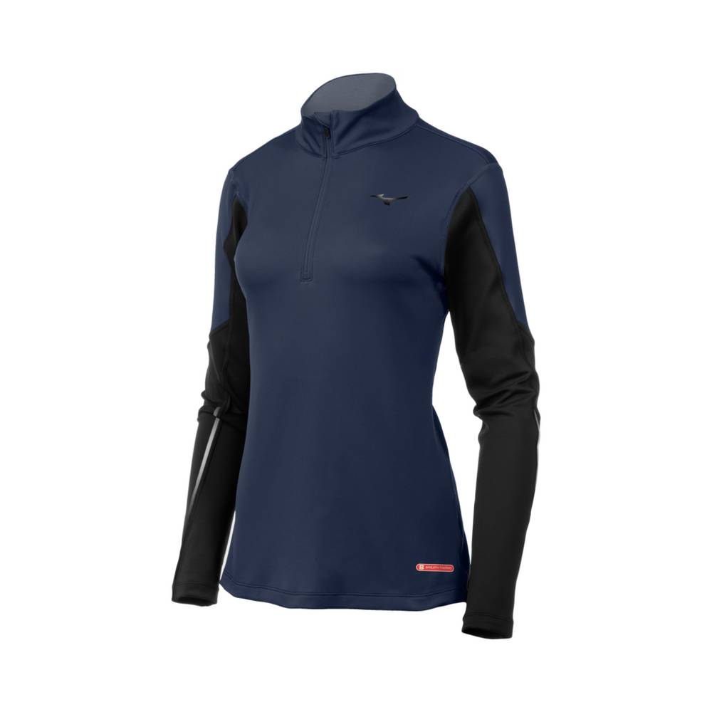 Base Layer Mizuno Breath Thermo® Half Cremallera Para Mujer Azules/Negros 0297863-ZD